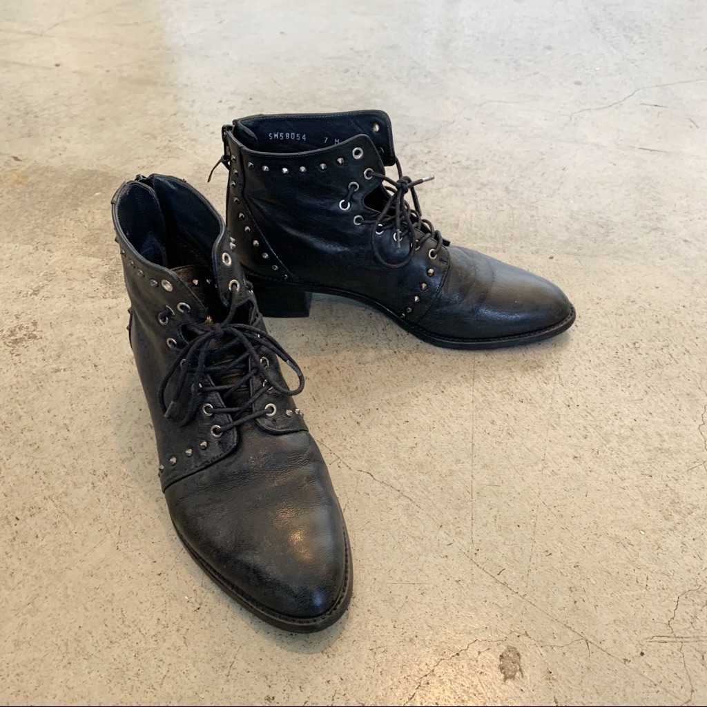 Stuart Weitzman Lashease Studded Combat Boot, Black
